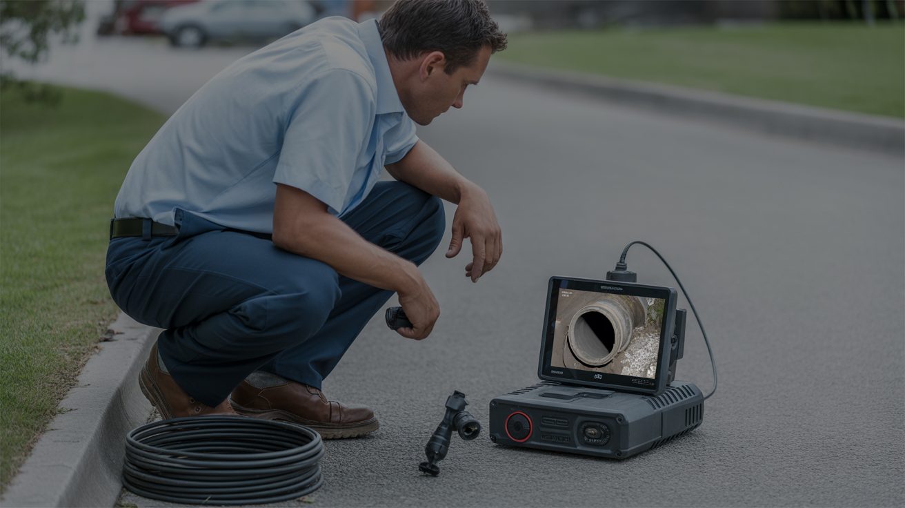 Technician documenting a camera inspection in Southampton